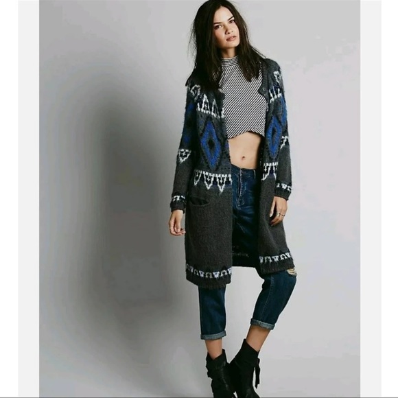 Free People Frosted Fairisle Cardigan Sweater NWT Size M - Picture 2 of 12